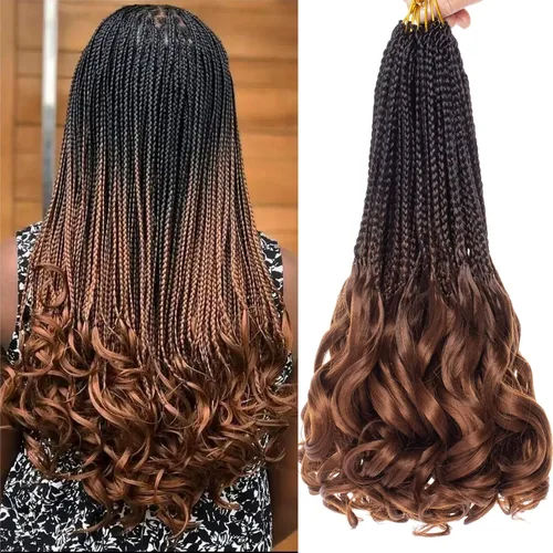 Miniatura 11 de COOKOO 10 pulgadas, 9 paquetes (135 hebras), trenzas de ganchillo rizadas francesas negras, trenzas de ganchillo negras con extremos ondulados