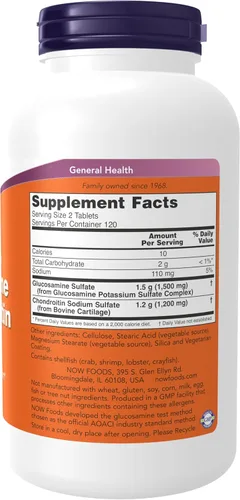 Miniatura 2 de NOW Foods Suplementos, Glucosamina y Condroitina de Fuerza Extra, Formas de Sulfato, 240 Tabletas