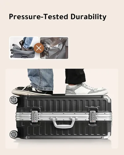 Miniatura 3 de LUGGEX Equipaje sin cremallera con marco de aluminio - Eleva tu viaje, Blanco, Marco de aluminio blanco equipaje de 24 pulgadas con ruedas