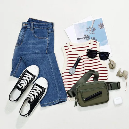 Miniatura 40 de WESTBRONCO Riñoneras para mujeres y hombres, bolsa para cinturón con bolsillos con cremallera, riñoneras modernas, bolsas cruzadas ligeras de 1