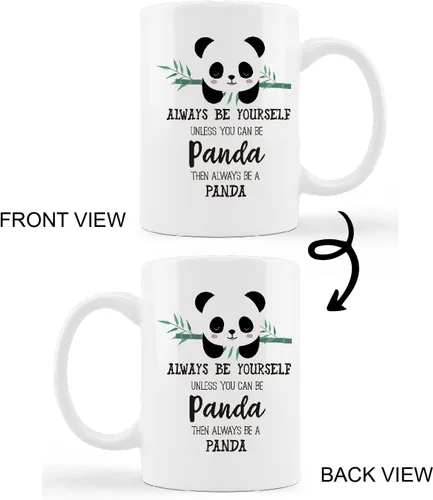 Miniatura 2 de Taza divertida con diseño de panda, cita inspiradora con texto en inglés "Always Be Yourself Unless You Can Be Panda Then Always Be A Panda", taza