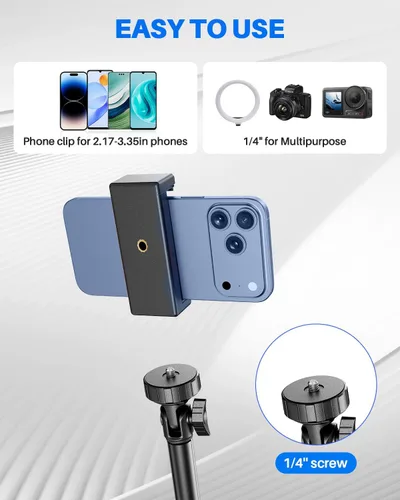 Miniatura 5 de Trípode de teléfono de 67", trípode extensible MIIASI para iPhone, selfie stick con control remoto y soporte para teléfono, compatible