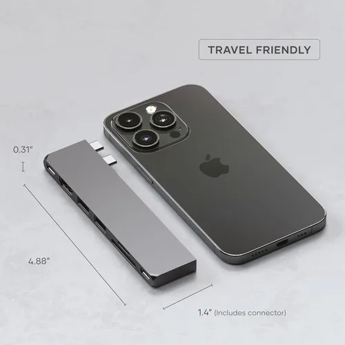 Miniatura 6 de Satechi Adaptador multipuerto USB C Hub 7 en 1 Pro Slim, USB C Dongle, carga de 100 W, HDMI 4K, USB 4, USB 3.2 Gen 2, lector de tarjetas SD/Micro
