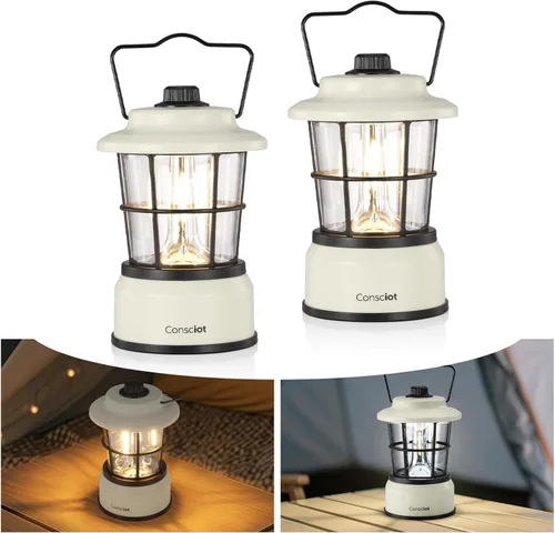 Consciot CL1 Mini linterna LED de fuentes de luz duales, lámpara retro a batería, modos atenuables de blanco cálido y luz diurna, hasta 200H de