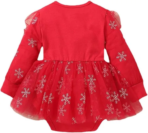 Miniatura 3 de Traje de Navidad para bebé, lindo traje de escalada con diadema, vestido rojo de una pieza para niñas de 0 a 3 años