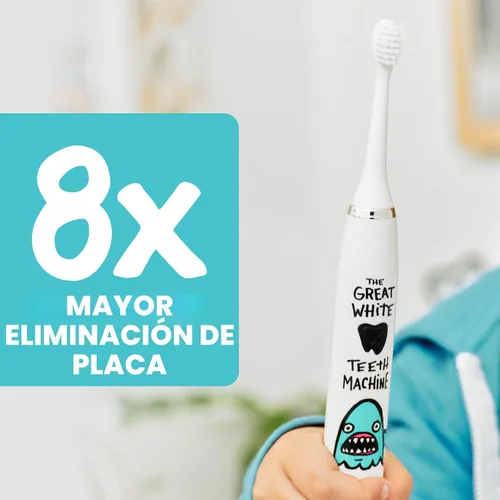 Miniatura 3 de Made by Dentists Cepillo de dientes eléctrico para niños, cepillo de dientes vibratorio recargable con temporizador, incluye 6 cabezales