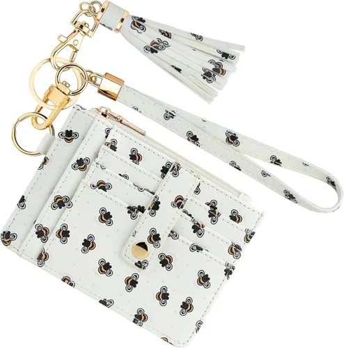 Miniatura 39 de KNGITRYI Billeteras pequeñas de pulsera para mujer RFID para tarjetas de crédito, cartera con llavero, cartera para tarjetas de crédito