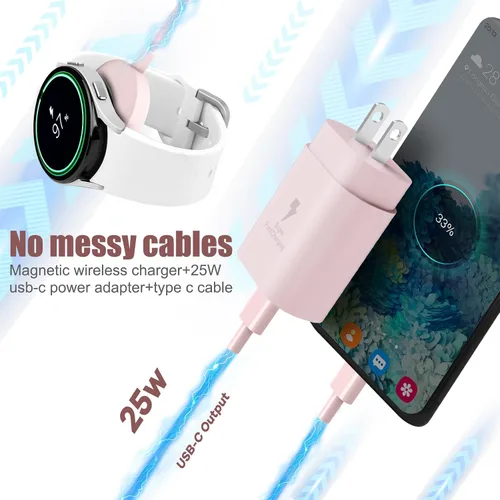 Miniatura 6 de Cargador 2 en 1 para Samsung Watch, cargador rápido USB C de 25 W, compatible con Galaxy Watch 8/8 Classic/Ultra/7/6/6 Classic/5 Pro/5/4/4