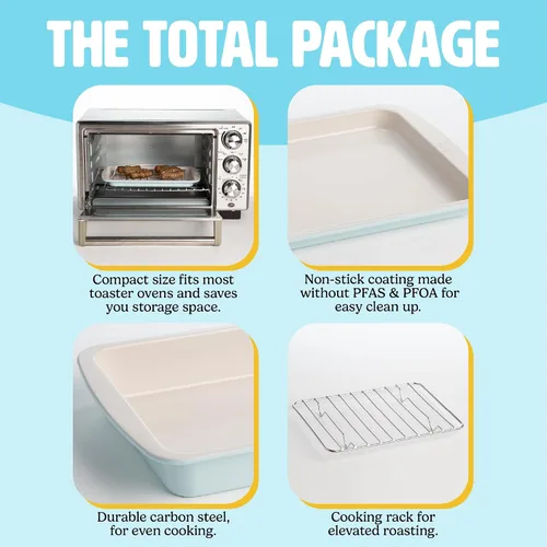 Miniatura 7 de Tasty Juego de Horneado Antiadherente para Horno Tostador Incluye Molde para Pastel, Bandeja para Horno, Rejilla, Utensilios de Acero al Carbono