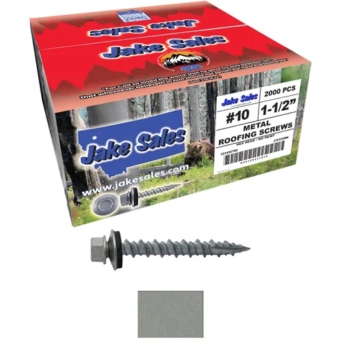 Miniatura 5 de 10 tornillos para techos de metal gris ABC de 1-1/2 pulgadas, cabezal de arandela hexagonal, arranque automático/roscado, arandela EPDM. 1 bolsa