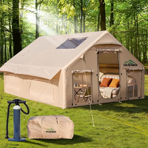 Miniatura 11 de Inflatable Tent with Skylight, Quick Setup Blow Up Tents with Pump, Hot Tent with Stove Jack, Waterproof Oxford Inflatable House for Camping, Air