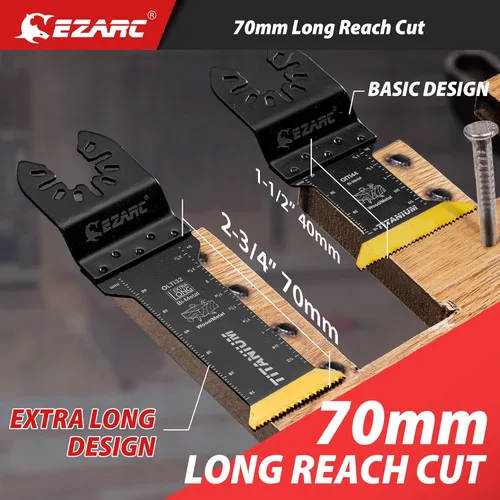 Miniatura 2 de EZARC Hojas de sierra oscilante de titanio, cuchillas multiherramienta oscilantes extralargas para metal, clavos de madera, corte de tornillos