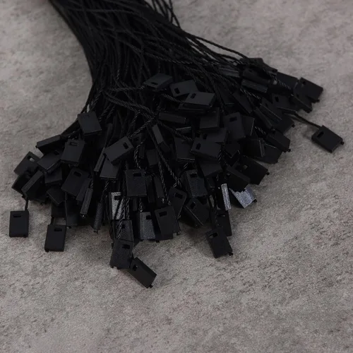 Miniatura 3 de 3000 unidades de cuerda de etiqueta colgante, 7 pulgadas de nailon negro con cierre de presión de gancho de plástico para sujetar la etiqueta