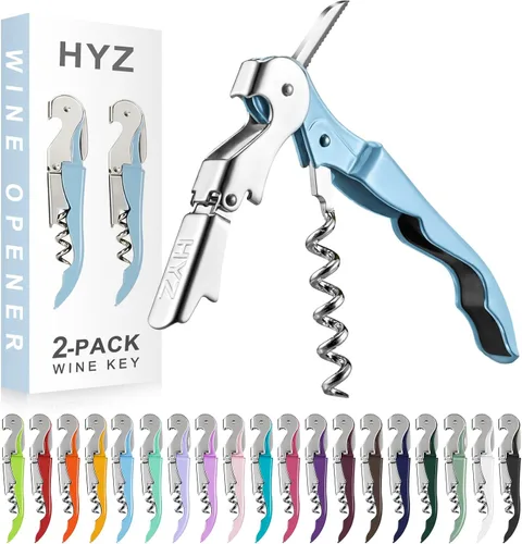 Miniatura 25 de HYZ Paquete de 2 sacacorchos para camarero, llave de vino profesional para servidores, camarero con cortador de lámina, abridor manual de botellas