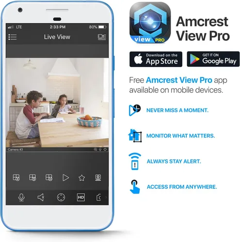 Miniatura 9 de Amcrest Paquete de 2 cámaras WiFi de 1080p para interiores, cámara de seguridad para el hogar panorámica/inclinación de 2 MP, seguimiento Negro