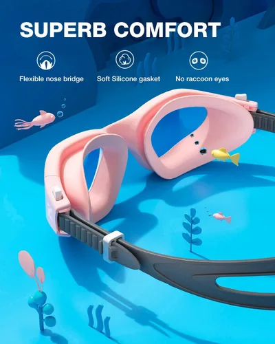 Miniatura 3 de ZIONOR Gafas de Natación para Niños, G1MINI SE Gafas de Natación Antivaho para Niño Niña 6-14 B7 (lente roja - rosa)