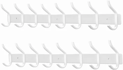 Miniatura 15 de Ganchos de pared negros, perchero de pared de 30 cm con 4 ganchos, ganchos de pared resistentes para colgar mochila, bolso, cartera, ropa, sombrero