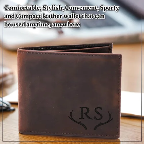 Miniatura 16 de Billeteras de cuero personalizadas para él, novio, marido, hombre, hijo, billetera plegable grabada para hombres, billeteras, regalo de hombre