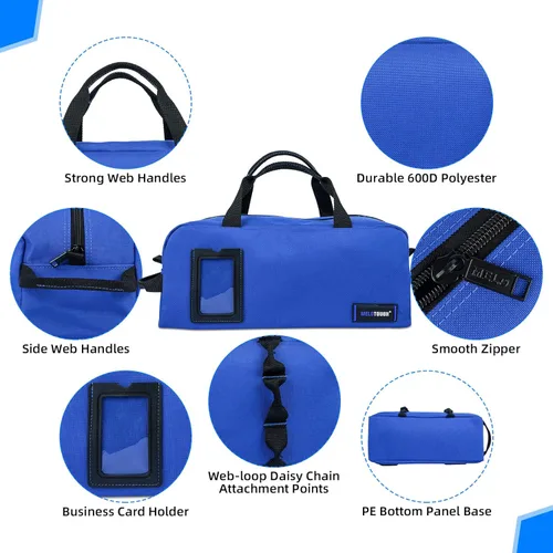 Miniatura 3 de MELOTOUGH Bolsa de herramientas de lona resistente, kit combinado de 1 bolsa organizadora de herramientas mediana y 1 grande para electricista
