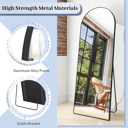 Miniatura 4 de BEAUTYPEAK - Espejo de suelo de arco de 64 x 21 pulgadas, espejo de pared de cuerpo completo para colgar o inclinar, espejo de cuerpo completo