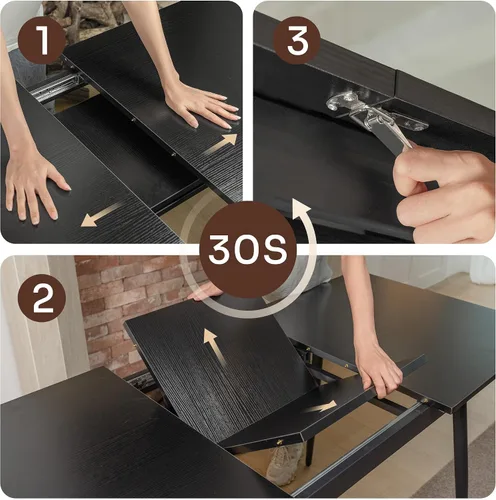 Miniatura 7 de Ahomly Juego de mesa de comedor extensible de 7 piezas con 6 sillas acolchadas, juego de mesa de comedor de 63 pulgadas para 4-6, juego de mesa