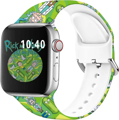 Miniatura 2 de Compatible con Apple Watch Band Rick and Morty de 1.929 in/1.811 in/1.772 in/1.732 in/1.654 in (Serie 3 2 1) Correa mágica de silicona suave