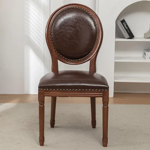 Miniatura 12 de Sillas de comedor de madera para casa de campo, sillas de cocina estilo país francés, silla vintage para sala de estar con respaldo redondo, silla