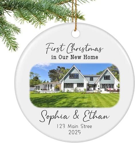 Miniatura 10 de Adornos de Navidad personalizados para la familia con foto - Adornos personalizados con foto y texto para árbol de Navidad 2025, decoración de árbol