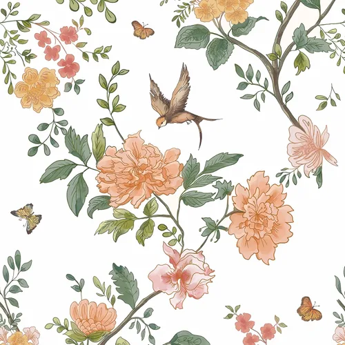 Miniatura 17 de Froluya Papel tapiz floral azul oscuro para despegar y pegar, papel de contacto floral vintage de 16.9 x 118.1 pulgadas, papel tapiz de pájaro