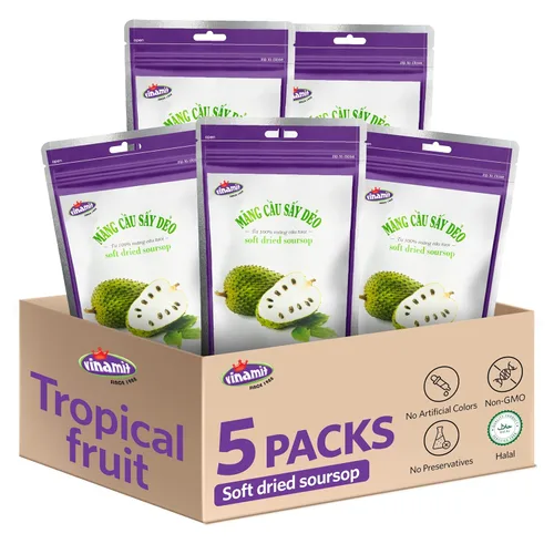 Miniatura 12 de Vinamit Fruta de Guanábana Seca Suave con Chile Bolsa de 3.5 oz Aperitivos de Fruta Exótica Masticables Vegano, Sin Gluten, Sin OMG Alto
