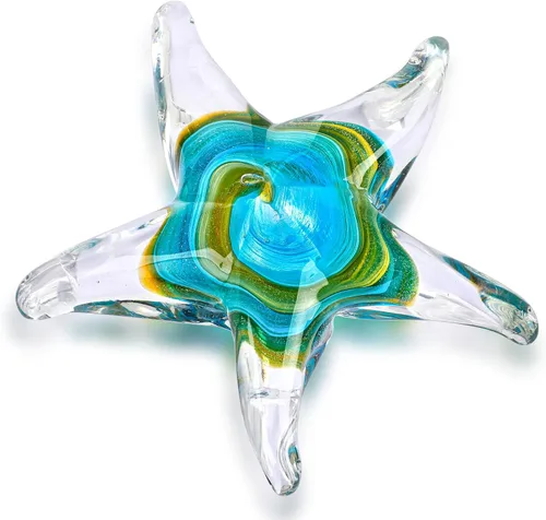 Miniatura 8 de Estatua de estrella de mar de vidrio soplado a mano, figura de arte moderna de estrella de mar de 4.5 pulgadas, adorno coleccionable de estrellas