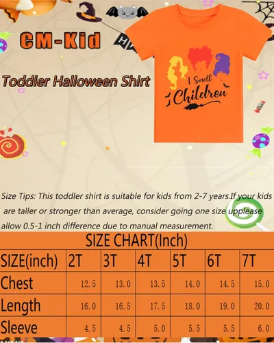Miniatura 7 de CM-Kid Halloween Shirt for Toddler Boy Girl Pumpkin Skeleton Dino Short Sleeve Tshirt for Kids Cotton Tops 2-7 Years