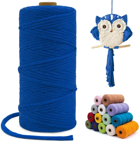 Miniatura 33 de Cuerda de macramé de una sola hebra de 0.197 in x 110 yardas, cuerda de macramé de algodón natural de 0.197 in, cuerda de algodón grueso para colgar
