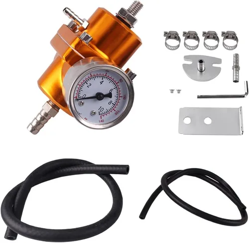 Miniatura 12 de BARTOO Kit universal de regulador de presión de combustible ajustable, regulador de combustible de aluminio, regulador de presión de inyección