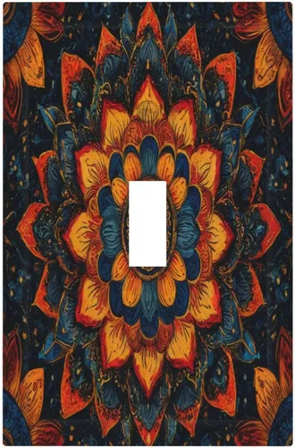 Miniatura 118 de Cubiertas de Interruptor de Luz Artísticas de Cuádruple Palanca con Hojas Tropicales Florales Boho, Flores Bohemias Decorativas Botánicas, Placas
