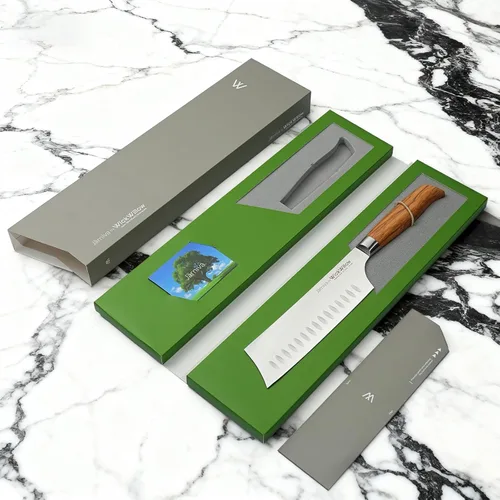 Miniatura 6 de WICKWILLOW Cuchillo Nakiri de 6.5 pulgadas, acero sueco 14C28N con mango de madera de olivo italiano, cuchillo para verduras para cocinar a base