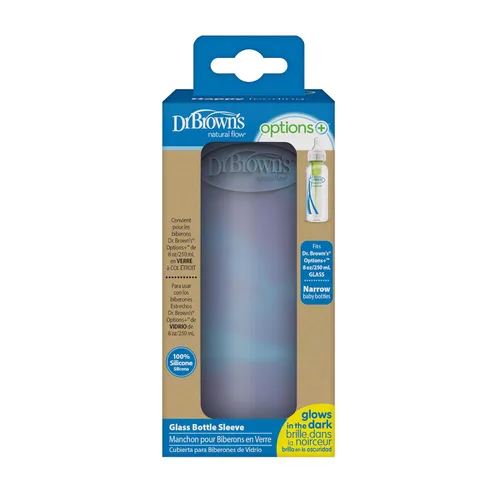 Miniatura 3 de Dr. Brown's Options+ Funda estrecha para botella de vidrio, 100% silicona, rosa + brilla en la oscuridad, sin BPA, 8 onzas, paquete de 2