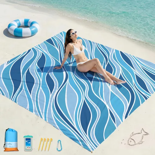 Miniatura 138 de Famstar Beach Blanket Oversized Extra Large 78"X81"/10'X9',Waterproof Sandproof Beach Blanket 2-8 Adults Lightweight Durable for Travel Camping