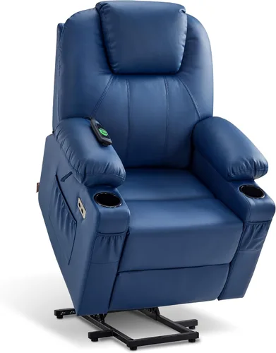 Miniatura 31 de MCombo Sillón reclinable eléctrico con capacidad de elevación, masaje y calor para ancianos, 3 posiciones, 2 bolsillos laterales y portavasos