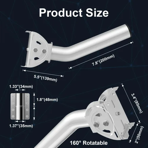 Miniatura 4 de Soporte de antena para exteriores para punto de acceso, soporte de montaje de poste en J de bloqueo de doble tornillo ajustable de 12 a 160°, Blanco