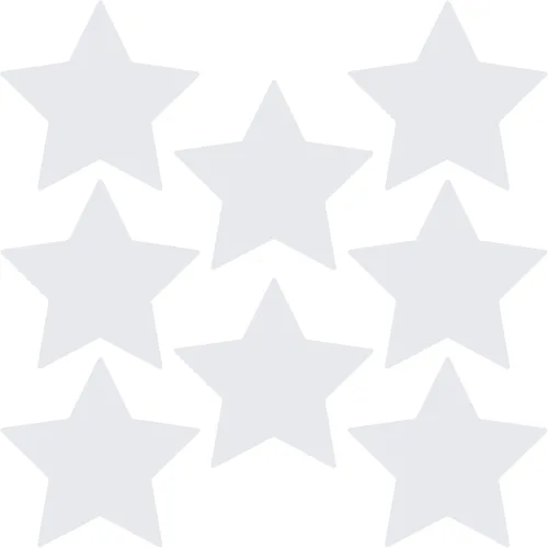 Miniatura 29 de LiteMark Durable Stars, calcomanía roja brillante de 5.5 pulgadas, uso en hormigón liso, azulejos, vidrio, paquete de 8 estrellas Rojo