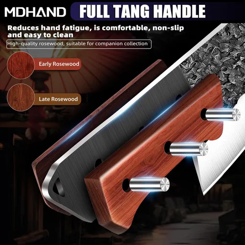 Miniatura 4 de MDHAND Juego de cuchillos de carnicero, 8 cuchillos de chef forjados a mano con caja de regalo, cuchillo de corte de carne para cocina, cuchillos