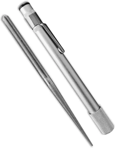 Wamery Afilador de cuchillos dentado – Afilador retráctil de bolsillo de barra de diamante para cuchillas dentadas y rectas – Herramienta de afilado