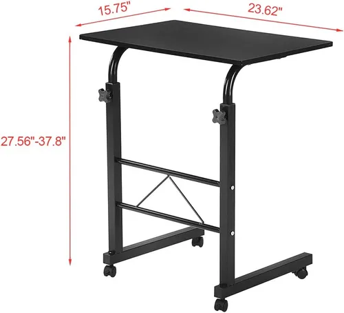 Miniatura 2 de SSLine Mesa de aperitivos con ruedas, escritorio elevable para computadora portátil, bandeja de TV móvil en forma de C, para sofá, silla, mesa