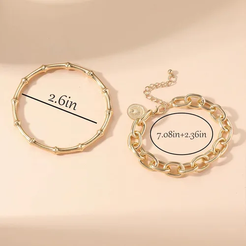 Miniatura 90 de Long tiantian Pulsera de oro gruesa para mujer, pulseras de oro delicadas, pulseras para mujer, pulseras apilables de eslabones de cadena