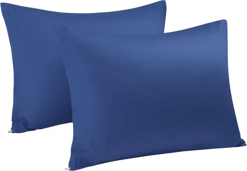 Miniatura 23 de uxcell Fundas de almohada tejidas de 100% algodón egipcio, fundas de almohada suaves y transpirables con cierre de cremallera, 2 fundas de almohada