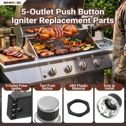 Miniatura 3 de Piezas de repuesto para encendedor de parrilla de 5 salidas para Home Depot Nexgrill 720-0830 720-0830H 720-0888N, kit de repuesto de encendedor