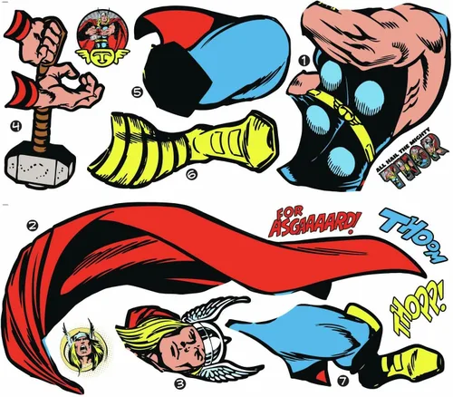 Miniatura 5 de RoomMates RoomMates, RMK5050GM - Calcomanía de pared gigante de cómic de Thor de Marvel