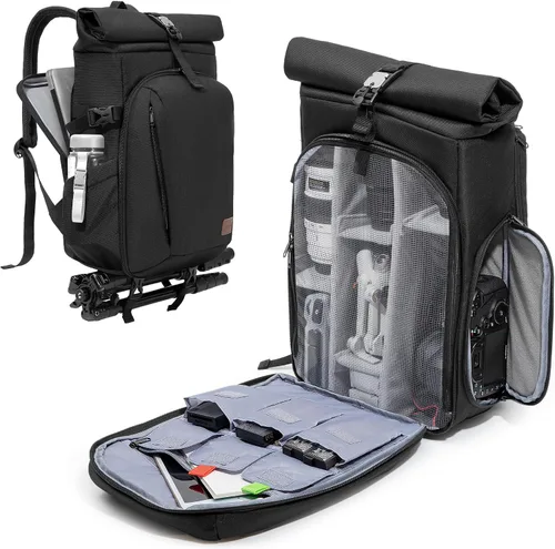 Smasrob Mochila para cámara con funda acolchada para laptop y soporte para trípode, bolsas para cámara para fotógrafos con divisores ajustables,