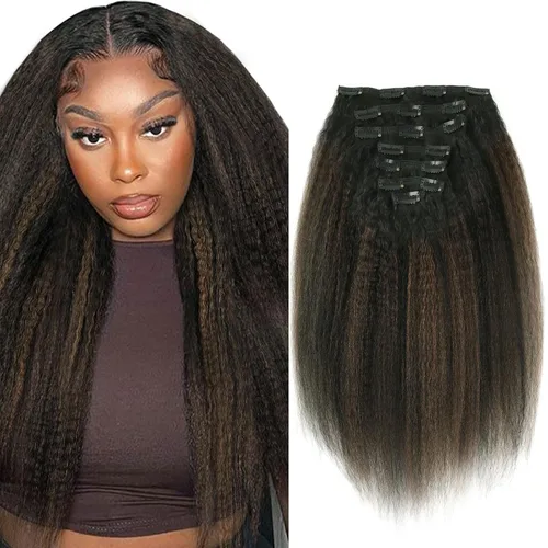 Miniatura 19 de Sassina - Extensión de pelo humano lacio con ondas, con clip, 8A, doble trama, italiano, grueso, extensiones de 10-22 pulgadas, 4.23 oz, 7